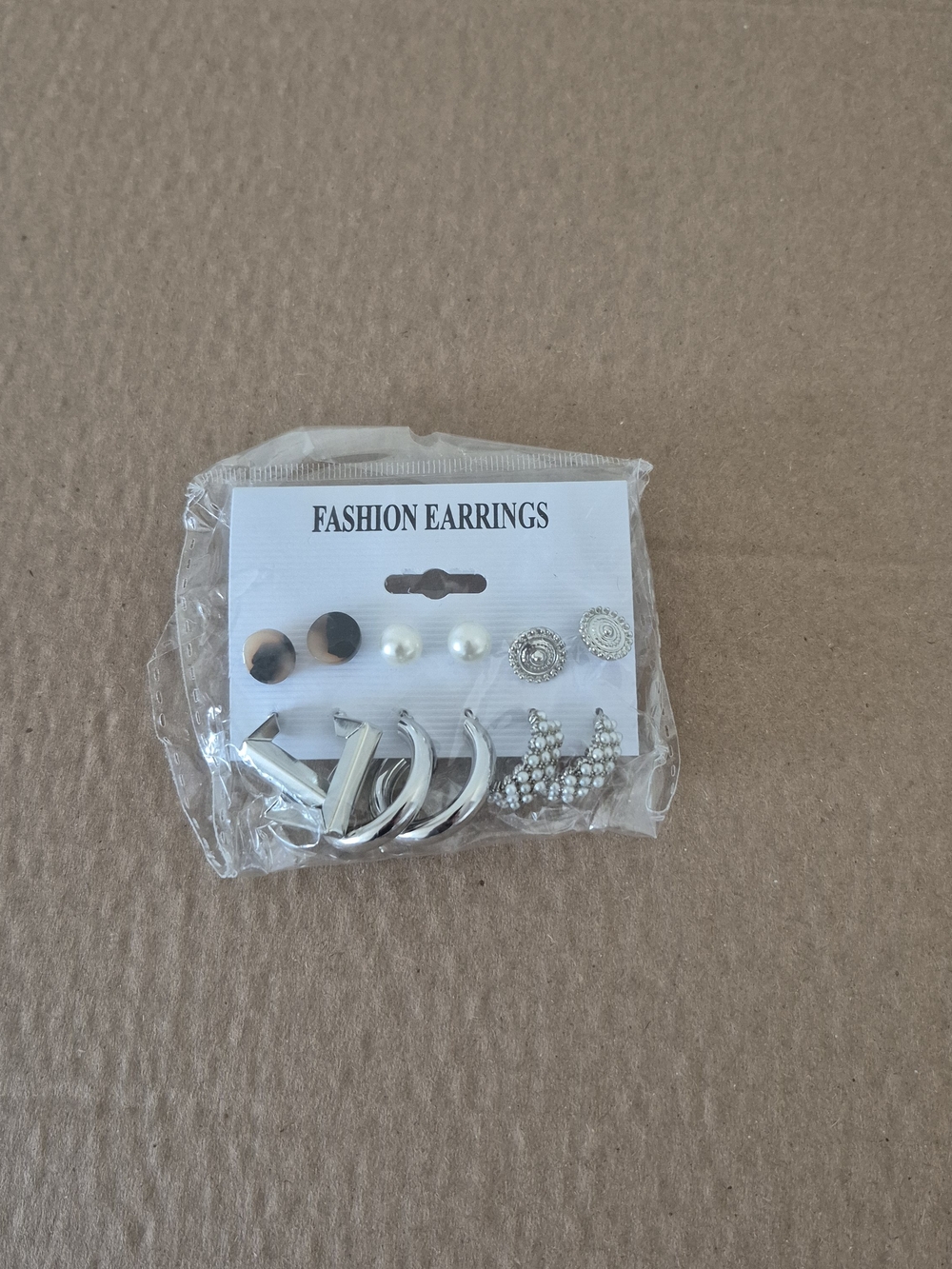 Fashion Earrings Multi-Pair Set in Silver and Pearl